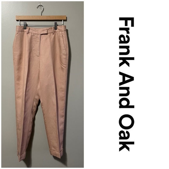 Frank And Oak High Waist Ankle Linen Blend Pant Cuffs - Picture 1 of 10